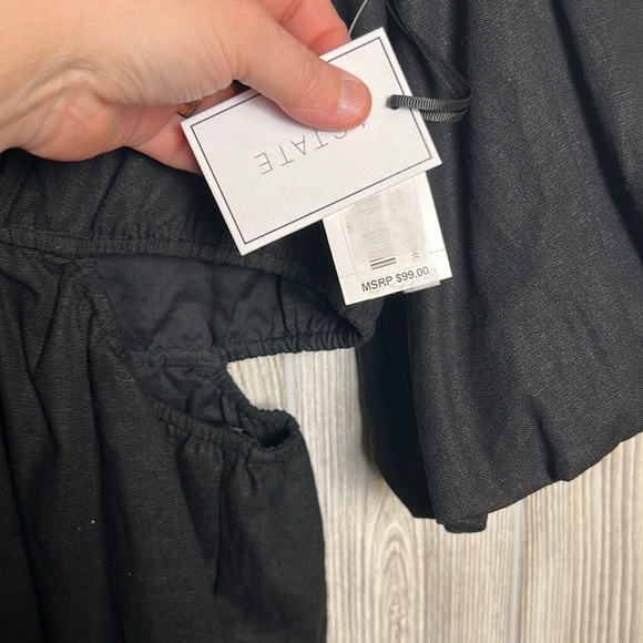 Women’s 1. State 3/4 Sleeve V-Neck Linen Blend Cutout Ring Detail Romper Large - Picture 2 of 8